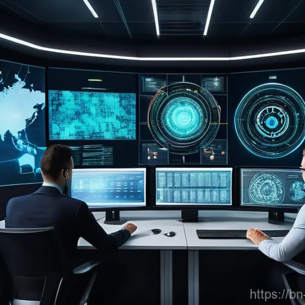 정보보안학 인공지능 보안 - **Prompt: "A vibrant and dynamic image illustrating artificial intelligence as a vigilant protector ...