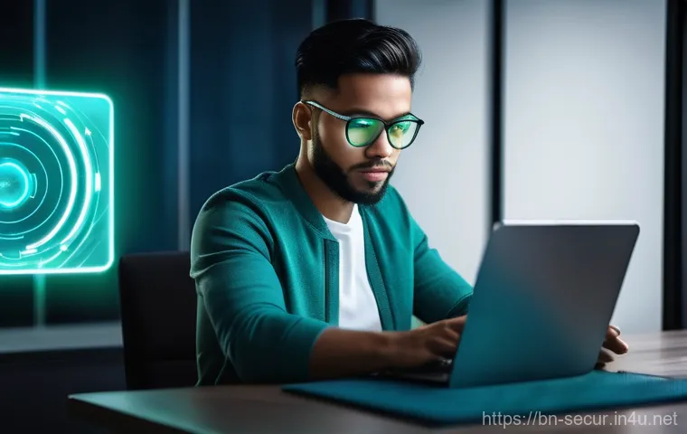 사이버 보안의 개념 - Digital Shield: Confident User in a Secure Online Environment**
A brightly lit, modern image featuri...