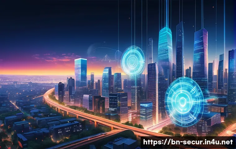 정보보안학 보안 프로젝트 - **Prompt 1: Digital Life Under a Protective AI Shield**
    Visualize a vibrant, sprawling cityscape...