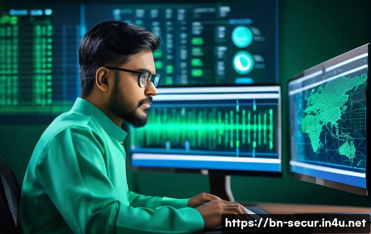 정보보안학 학위 취득 - A modern digital workspace scene featuring a Bangladeshi cybersecurity professional in traditional a...