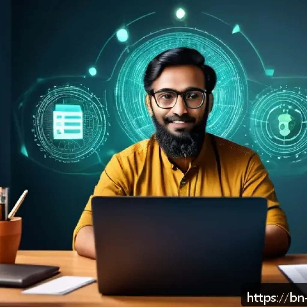 정보보안학 시스템 보안 - A detailed digital illustration of a Bengali professional working from home, securely connected via ...