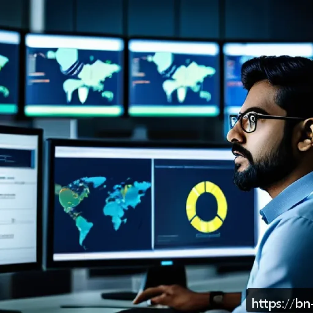 정보보안학 취약점 분석 도구 - A detailed digital illustration of a cybersecurity expert using automated vulnerability scanning too...