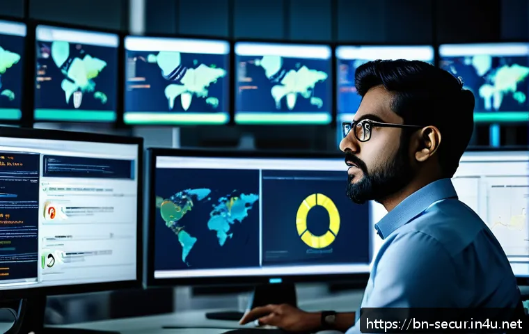 정보보안학 취약점 분석 도구 - A detailed digital illustration of a cybersecurity expert using automated vulnerability scanning too...
