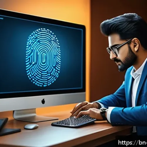 정보보안학 해킹 및 침해 분석 - A modern digital security setup featuring a Bengali man using two-factor authentication on his smart...