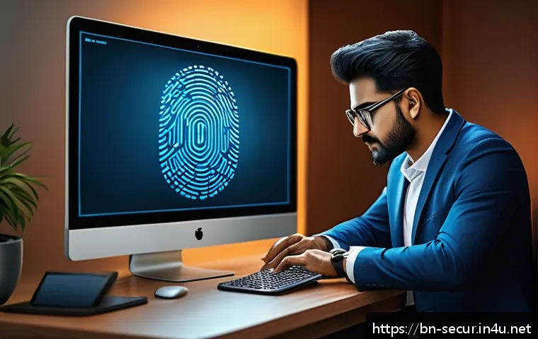 정보보안학 해킹 및 침해 분석 - A modern digital security setup featuring a Bengali man using two-factor authentication on his smart...